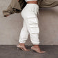 Women Solid Tracksuit Summer Cargo Pants and O-Neck Vest Two Piece Sets High Street Punk Style Sports Suits Pockets Cropped Pant