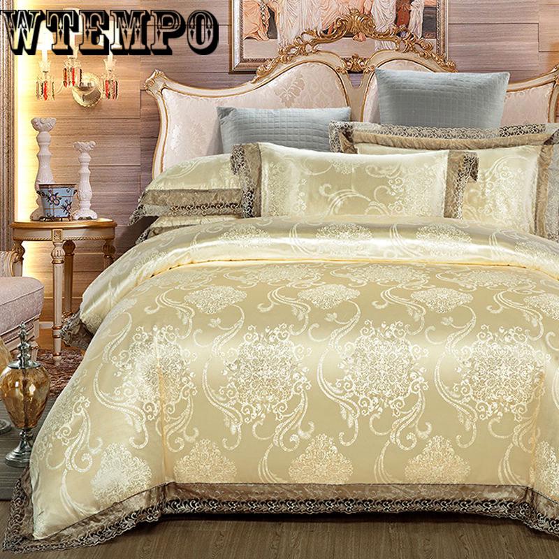 European Jacquard Cotton Four-piece Cotton Quilt Sheet Single Double Bedding 4 Sets