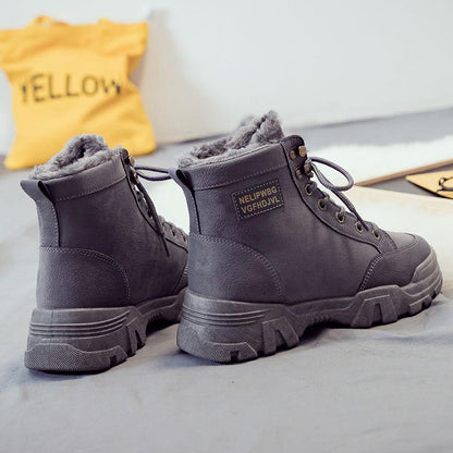 Winter Shoes Female Martin Boots Female British Style High-top All-match Cotton Shoes Plus Velvet Thick Bottom Increase