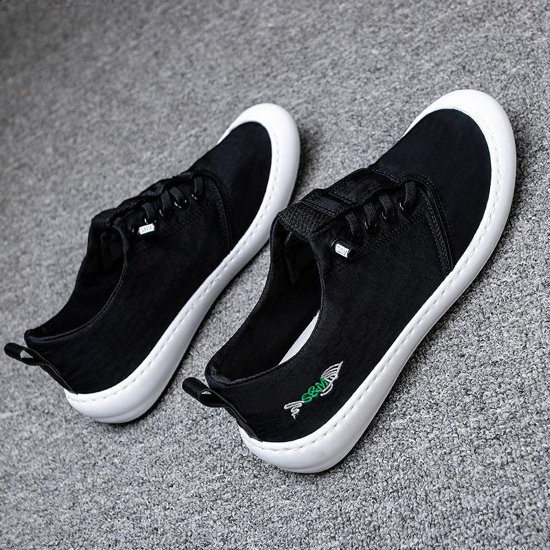 Ice Silk Canvas Shoes Men's Summer Driving Shoes Lazy Pedal Casual Cloth Shoes Korean Version Trend All-match Men's Shoes