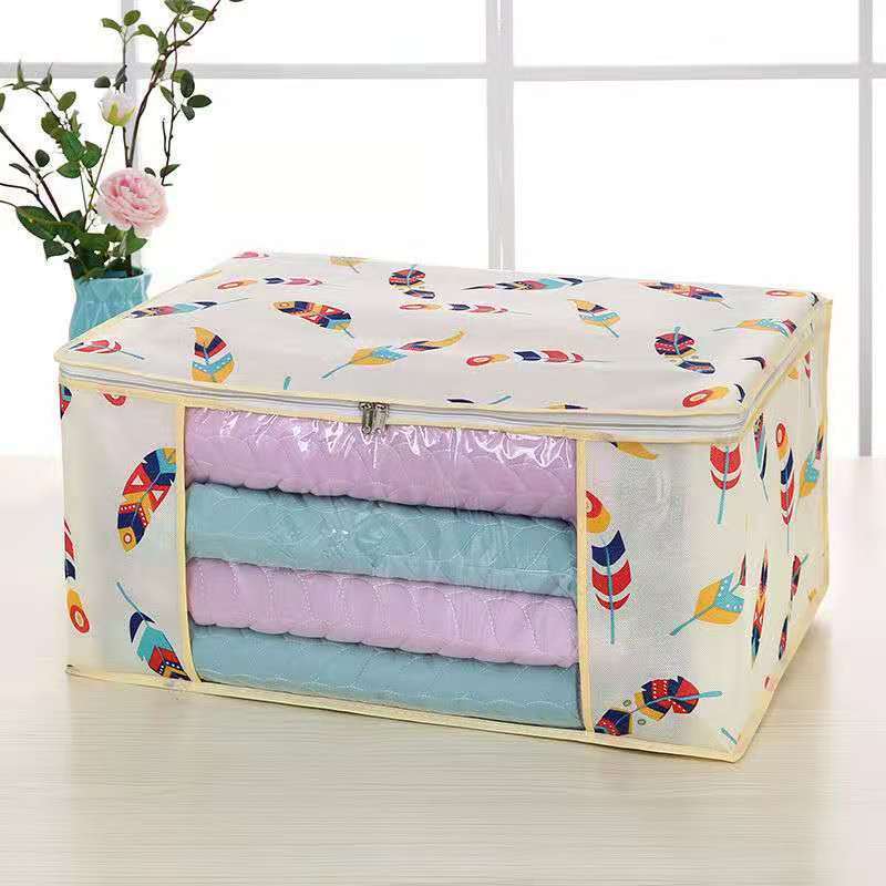 1PCS Storage Bag Non-woven Transparent Window Clothes Organizer Bag for Easy Folding Household Goods