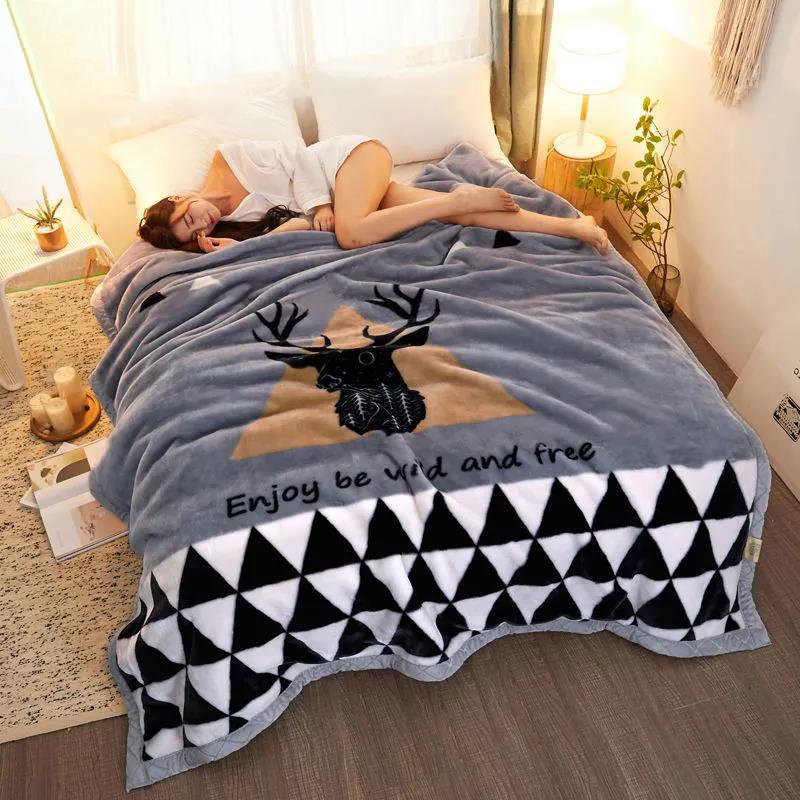 Winter Blankets Thickened Double Raschel Blankets Single Double Blankets To Keep Warm Student Dormitory Single Double Blankets