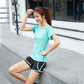 Summer Yoga Wear Short-sleeved Single Top Women's Quick-drying Sexy Running Sports Fitness Clothes for Beginners Running Sweat-absorbent Sportswear