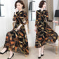 Fashion mesh yarn floral skirt spring and autumn woman long dress long sleeve dress women