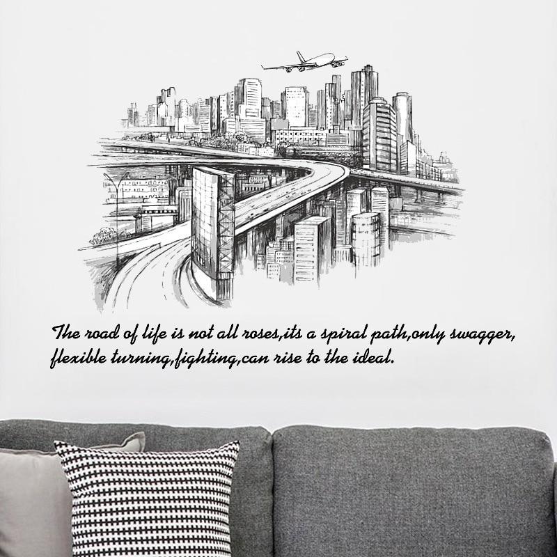 Modern City Traffic Wall Stickers Europe Style Living Room Bedroom Background Home Decoration Art De