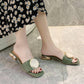 Size 35-39 Women All-match Shiny Slippers Outdoor Diamond High Heels Bohemian Beach Wear-resistant Non-slip Office Lady A-word Sandals