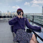 Autumn  Winter College Style Horn Button Knitted Cardigan Jacket Women Casual Fashion Loose Long-sleeved Simple Top