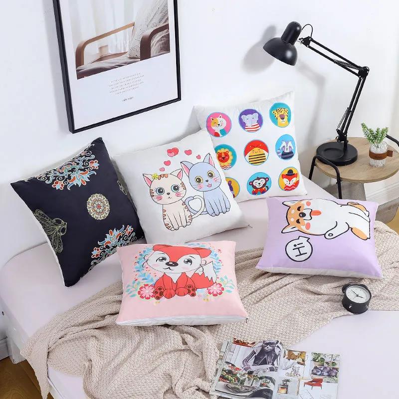 Sunflower Girl Printed Pillow Car Waist Pillow Home Sofa Pillow Soft Relaxation Artifact