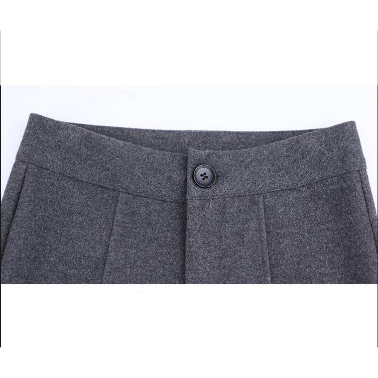 Pants Female Bell Bottom Pants Woolen High Waist Thickening Suit Wide Leg Stretch Straight Trousers