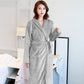 Autumn and Winter Flannel Nightgown Ladies Bathrobe Coral Fleece Thick Long-sleeved Pajamas Home Service Bathrobe Simple Style