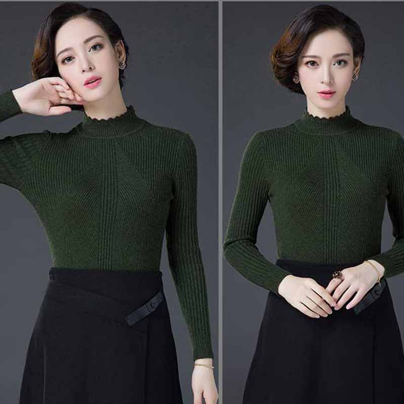 Winter Women's Woolen Sweater  Thickened Warm Turtleneck Sweater Slim Cashmere Sweater Jumper Tops
