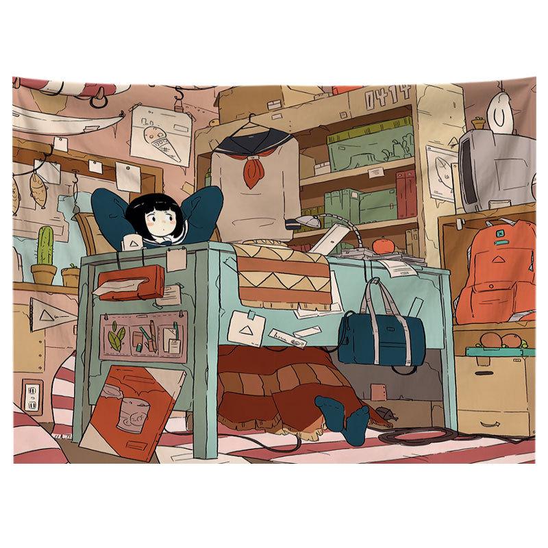 4Style Girl Tapestry/AnimeWall Hanging/Cartoon Tapestry/INS Style Tapestry/Background Cloth/Beach Towel/Wall Decor/Bedspread/Home Decor/Gift