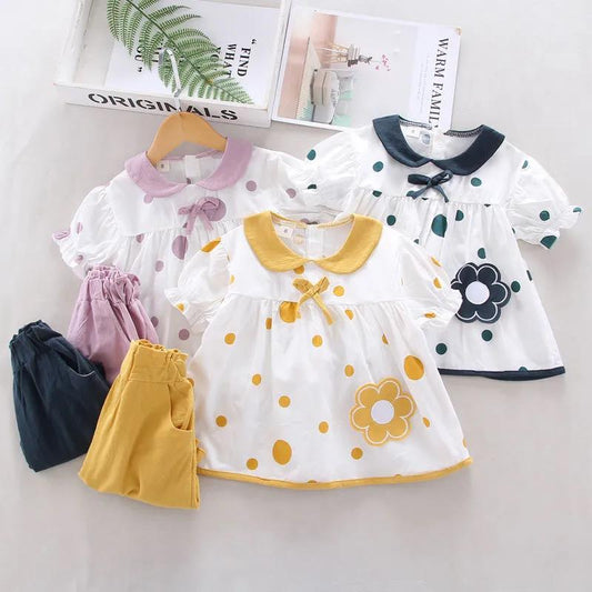 Kids Girls Clothing Sets Summer New Style Brand Baby Girls Clothes Short Sleeve T-Shirt+Pant Dress 2Pcs Children Clothes Suits