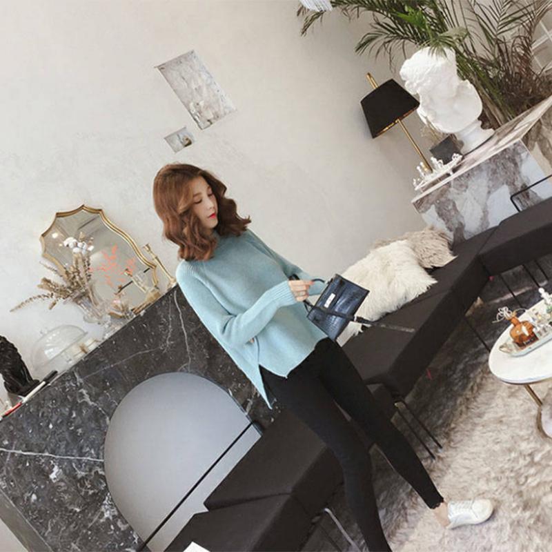 Pofulove Half-neck Women's Wild Slim Fit Slim Thin Wild Short Knitted Bottoming Shirt Irregular