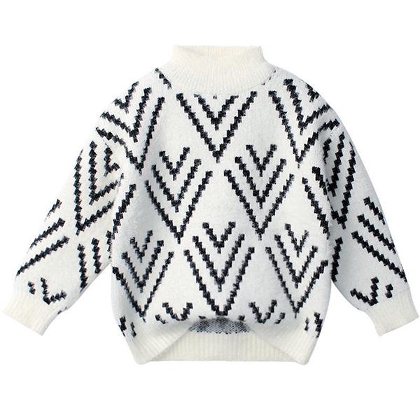 Autumn and Winter Thickened Children's Sweater Round Neck Knit Sweater Slim Long-sleeved Bottoming Shirt Little Girl Fashion Coat