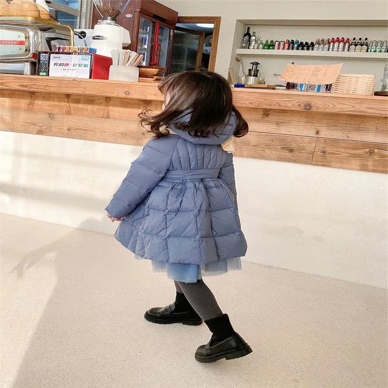 Girls' Cotton-padded Jackets In Winter Medium and Long Models Children's Bright-faced Baby Little Girls Western Style Padded Jacket