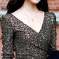Autumn and Winter Fashion Bag Hip Sexy Dress Mid-length Long-sleeved V-neck Sweater