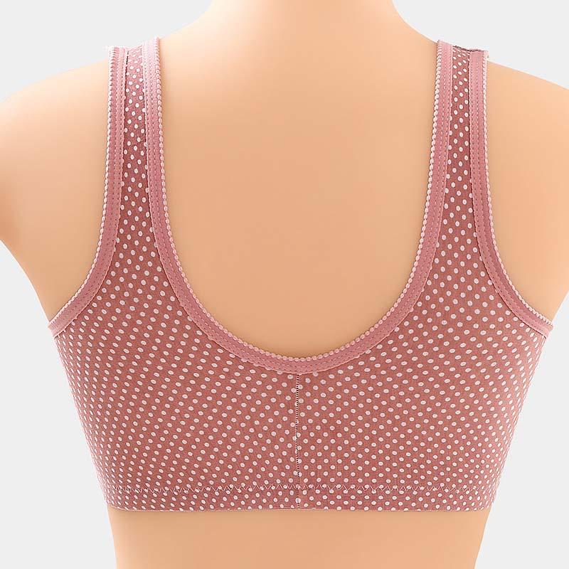 Women Front Buckle Underwear Large Size No Steel Ring Gathered Side Double-shoulder Printed Double-shoulder Waistcoat Thin Bra