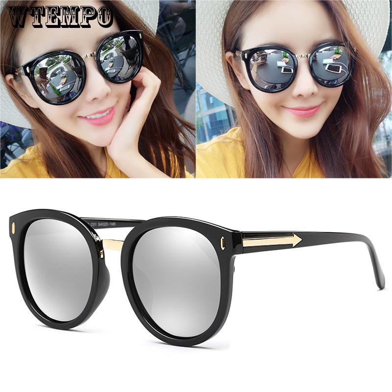 WTEMPO Sunglasses Reflective UV Protect Glasses Mirror Black Frame Steampunk Women Eyewear