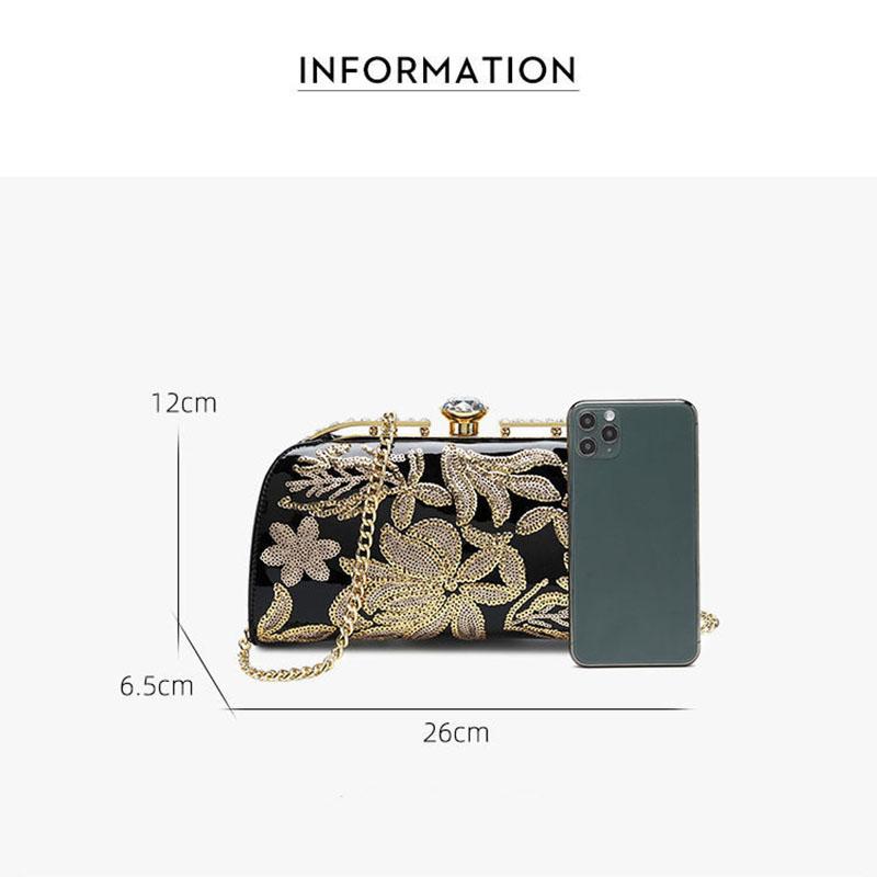Women's sequins Clutch Bag Smooth Leathe Shoulder Bag Ladies Wedding Evening Banquet Bridal Rhinestones Clutch Purse Elegance Luxury