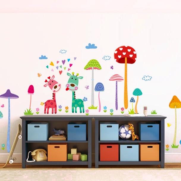 Mushroom forest wall stickers children room kindergarten background decoration cartoon stickers