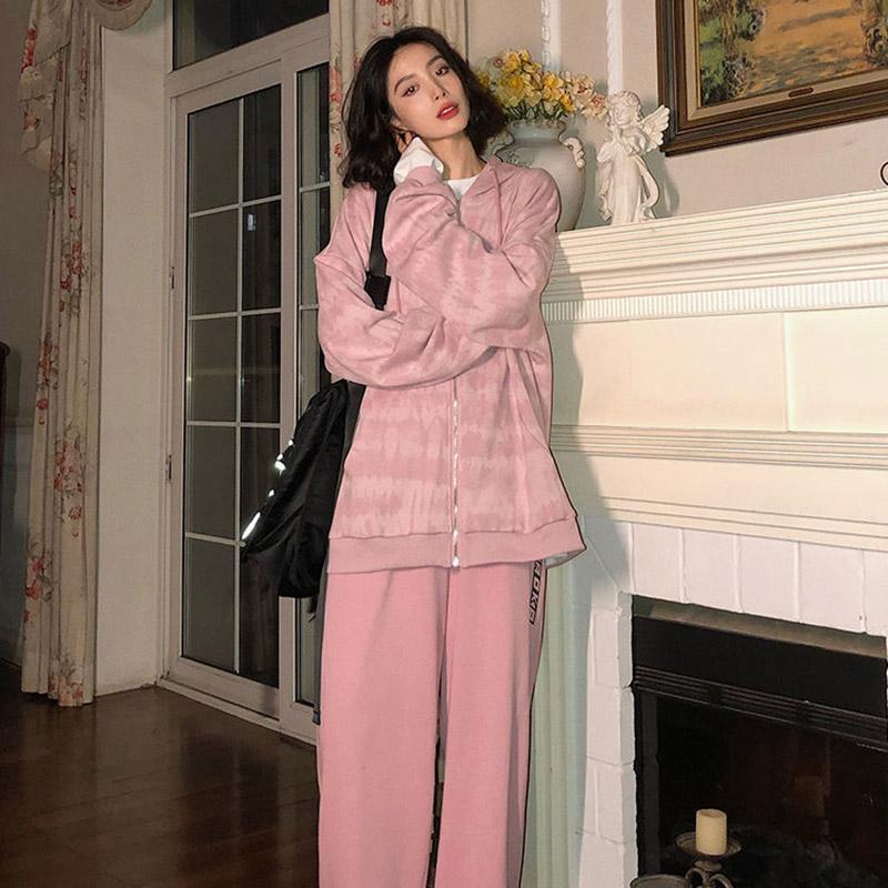 Spring and Autumn Sweater Loose Casual Long-sleeved Cardigan Hooded Zipper Baseball Uniform Jacket Women