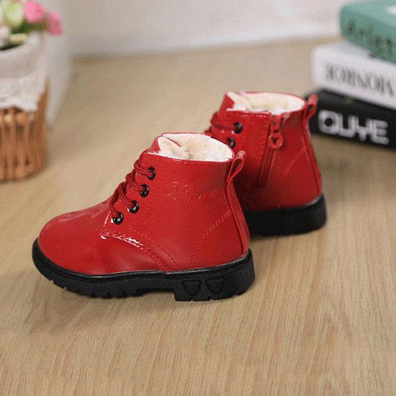 Children's Martin Boots Baby Winter Autumn Thick Plush Boots British Style Children Solid Color Casual Short Snow Boots
