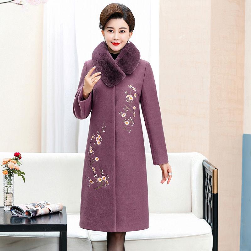 Women's Embroidery Coat Woolen Coat 2019 Autumn Winter Plush Cotton Wool Coat Female Outwear