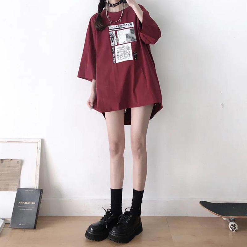Women Dress Girl Loose O-Neck Casual Long T-shirt Dress Big Loose Home Comfort Outer Convenient