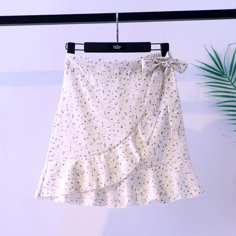 Bohemian Print Summer Skirts Womens Ruffle Floral Short Skirt High Waist Chiffon Beach Mini Skirt