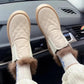 High-top Wool Shoes Women's Winter Korean Retro Thick-soled Plus Velvet Warm Bread Shoes All-match Big-toed Shoes