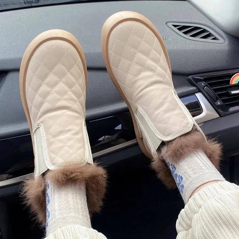 High-top Wool Shoes Women's Winter Korean Retro Thick-soled Plus Velvet Warm Bread Shoes All-match Big-toed Shoes