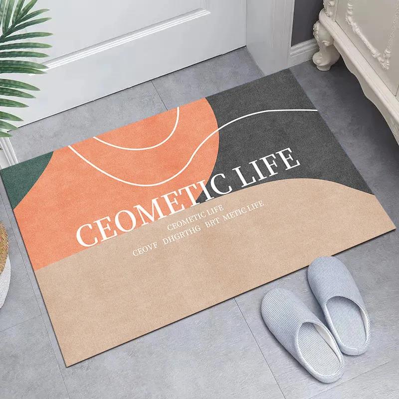 Household Door Pad Floor Door Entrance Door Minimalist Line Feeling Dirty Foot Pad Bathroom Water Absorption Anti-skid Door 50 * 80/60 * 90cm