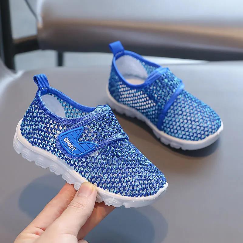 Children's Summer Hollow Out Mesh Shoes Boys and Girls Non Slip Soft Sole Casual Light Sports Flat Shoes