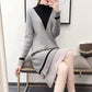 Autumn and Winter Pullover Loose Sweater Skirt Mid-length Versatile Casual Bottoming Shirt Half High Collar Simple Color Matching Sweater Dress