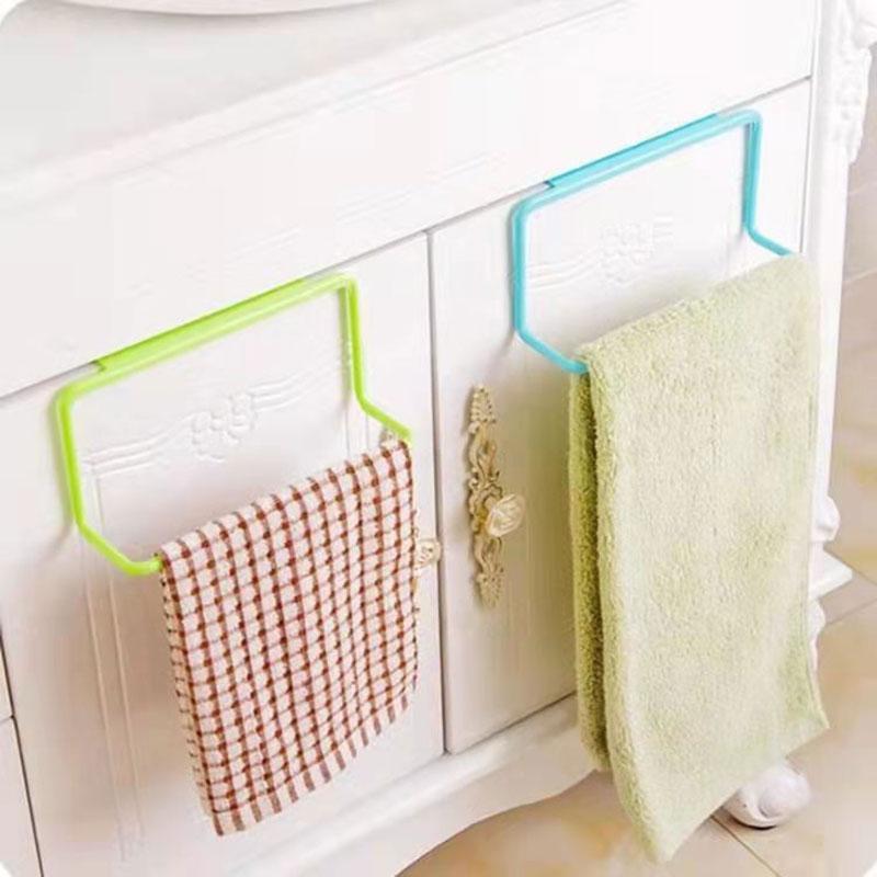 4Pcs Towel Rack Cabinet Door Back Type Single Rod Plastic Rag Rack Drawer Hanging Towel Bar Holder Racks