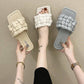 Slippers Women's Woven Square Toe Sandals Women's Summer Korean Version of All-match Flat-bottom Breathable Sandals Women's Outer Wear