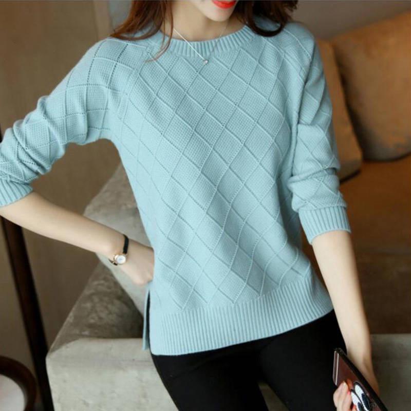 Women Low Collar Long Sleeve Warm Pullover Sweater Office Thick Knitted Bottoming Shirt Top