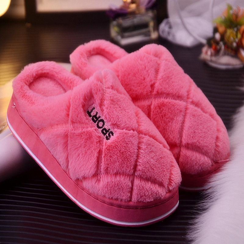 Winter Warm Cotton Slippers Couple Thick Non-slip Slippers