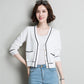 Fashion V-neck Knitted Cardigan Women's Long-sleeved Loose Short Sweater All-match Jacket