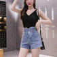 Korean Style Super High Waist Denim Shorts Women Summer All-match Loose Wide-leg Pants