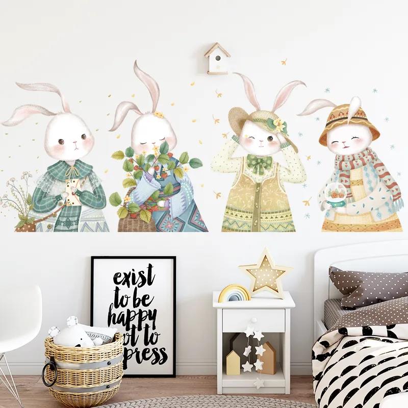 Bedroom Layout Decoration Wallpaper Cute Animal Waterproof Flat Surface Detachable Decorative Stickers Wall Stickers