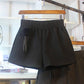 Large Size Wide-Leg Woolen Shorts Women's Elastic Head High-waisted Thick Short-length Pants