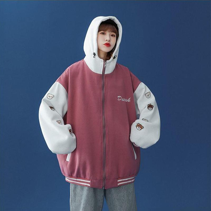 Hooded Jacket Women's Spring and Autumn Short Baseball Uniform Tide High Street Jacket Korean Version Loose Sweet Autumn Winter Spring Top