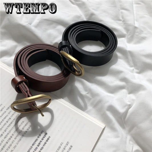 Black Buckle Fashion Wide PU Leather Belt Women Vintage Belts Women Strap Female for Jeans