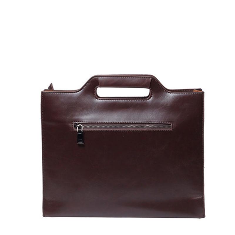 Business Briefcase Men Vintage Brown Leather Zipper Styling Tote Shoulder Diagonal Computer Bag