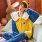 Christmas Pajamas Party Pajamas Set Female Coral Velvet Winter Thickening Plus Velvet Cute Flannel Long Nightgown Home Service Suit