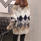 Cardigan Sweater Loose Knitted Coat Long Sleeve Color Matching Shirt Women's Thick Sweater Women