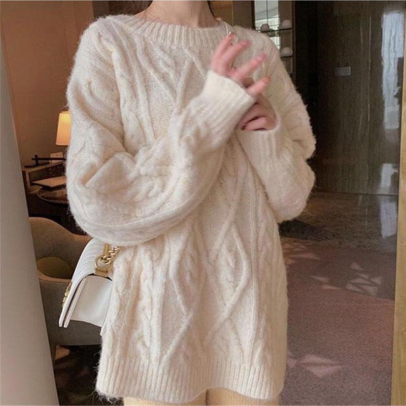 Autumn Winter Thick Sweater Women Knitted Ribbed Pullover Sweater Long Sleeve Turtleneck Jumper Soft Warm Pull Femme