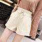 Fashionable Women Loose Short Pants Wide Leg Woolen Fashion Material Breathable Casual Wide Leg